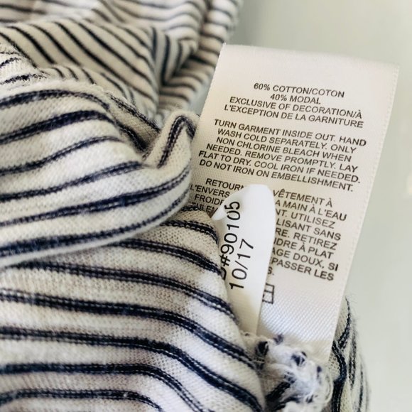 Embroidered Saying Horizontal Stripe Soft Crew Tee - Picture 6 of 8